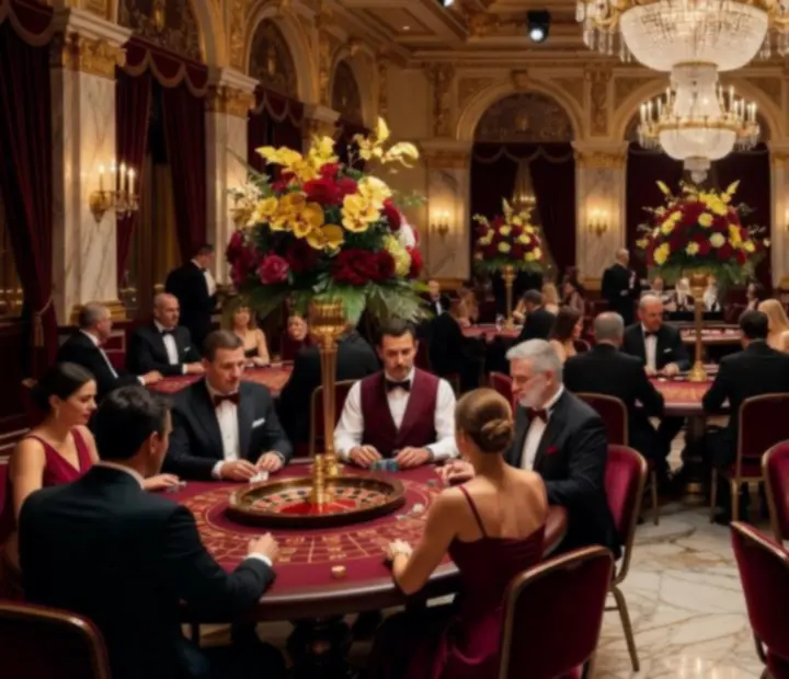 Gala jubileuszowa w stylu Monte Carlo z eleganckimi strefami kasynowymi